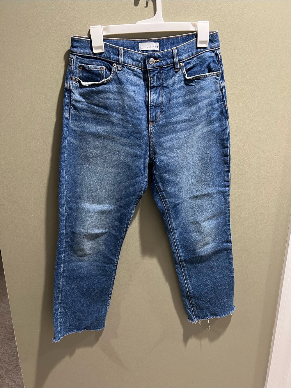 LOFT Medium Blue Cropped Straight leg Jeans